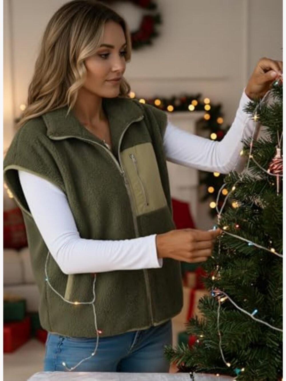 Sleeveless Sherpa Fleece Vest Zip Up Oversized Casual Coat - Picture 4 of 7